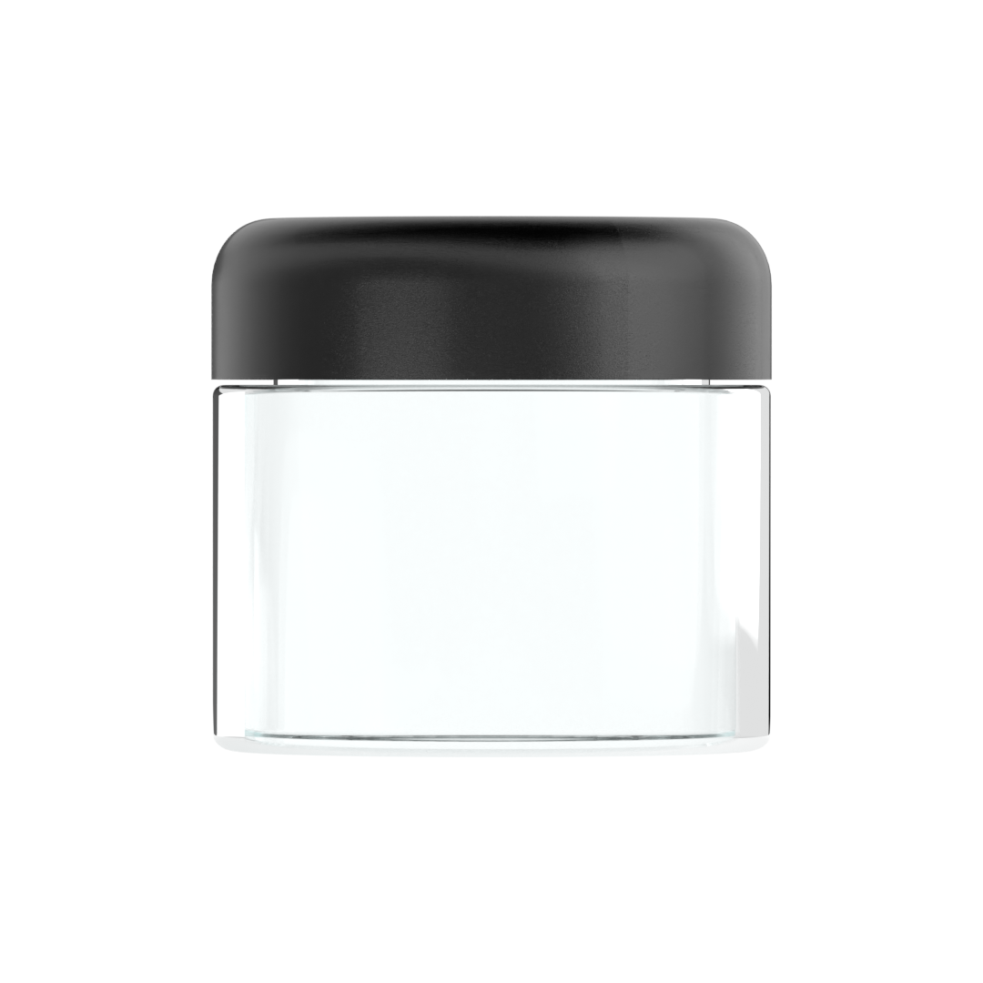 Flat Bottom 4oz Glass Jar and Black Dome Lid - Shield N Seal