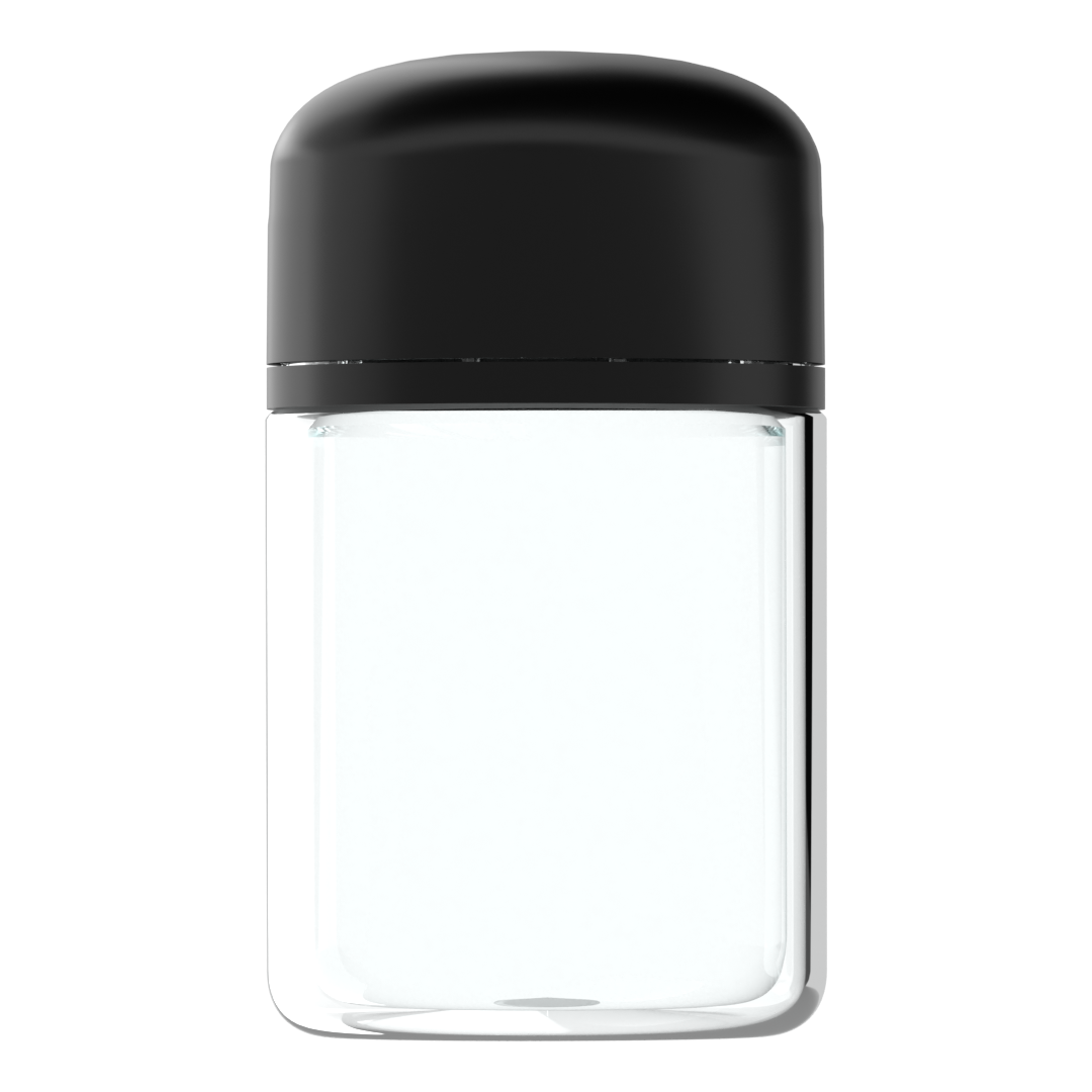 Flat Bottom 3oz Glass Jar and Black Dome Lid - Shield N Seal