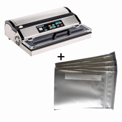 Bundle & Save - SNS 750 16″ Professional Vacuum Sealer + Commercial-Grade 5″ x 8″ Clear and Metallic Vacuum Sealer Bags With Zipper
